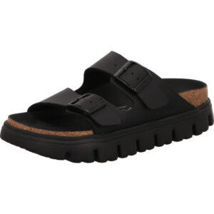 Birkenstock Arizona zwei Dornschnallen plateau schwarz Material Birkoflor