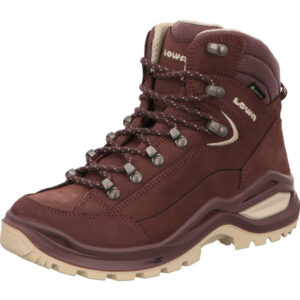 Lowa Renegade Evo Damen Wanderschuh hoch bordeuax mit heller Sohle und Goretex