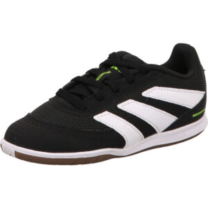 Adidas Jugen Indoor Fußballschuh schwarz grau gelb und Kschuhe vorne