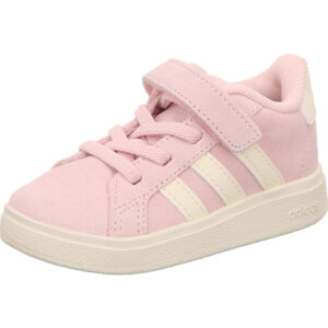 Adidas Kinder Sneaker Grand Court 00s EL 1 mit einem Klett pink mit weißen Adidas Streifen und heller Sohle
