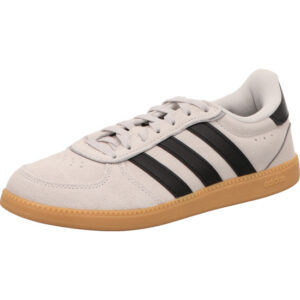 Adidas Damen Sneaker vorne schlank grau grün mit schwarzen streifen und gum sohle