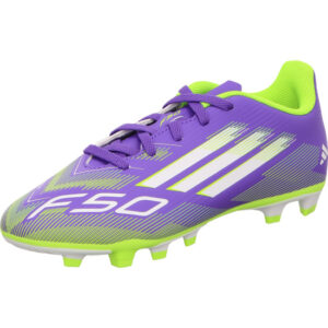Adidas Kinder Fußballschuh mit Stollen lila mit großem F50 und weiß gelben Streifen