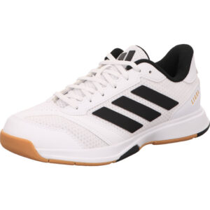 Adidas Herren Hallenschuh weiß mit schwarzen Streifen und gumsohle
