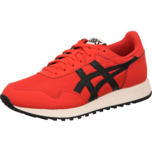 Asics Tiger Runner 2 Herrensneaker rot mit schwarzen Asics Streifen und weißer Sohle
