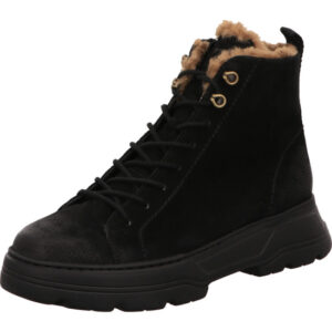 Paul Green hoher Damenschuh schwarz mit fell oben