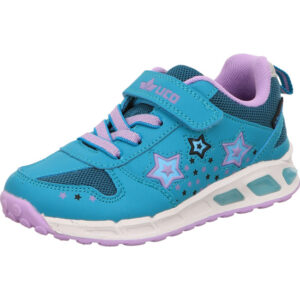 Lico Kinderturnschuh türkis mit weißer Sohle und Blinkfunktion