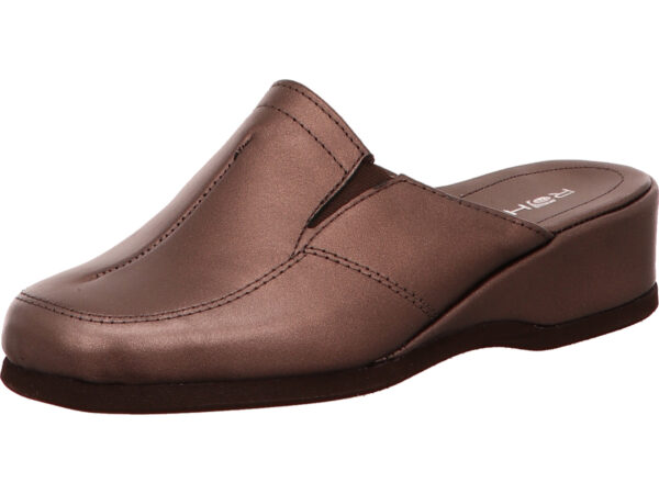 Rohde Damen Hausschuh hinten offen bronze mit dunkler Sohle