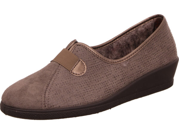 Rohde Damen Hausschuh grau braun bronze mit dunkler Sohle