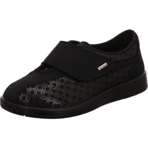 Varomed Damen Therapieschuh schwarz kombi mit Klett und schwarzer Sohle