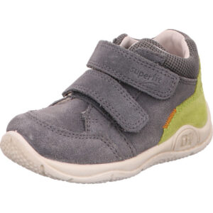 Superfit Kinderschuh Jungs grau mit grün mit Klettverschluss und weißer Sohle