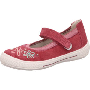 Superfit Kinderschuh Mädchen Ballerina pink mit Glitzer und Blumen und weißer Sohle