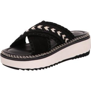 Tamaris Damen Pantolette schwarz mit weiß und weißer Sohle