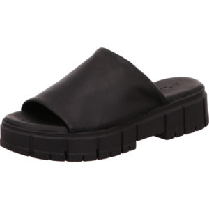 Tamaris Damen Pantolette schwarz mit schwarzer Sohle