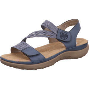 Rieker Damen Sandlalette blau kombi mit brauner Sohle