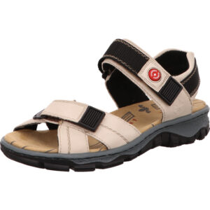 Rieker Damen Sandalen beige schwarz kombi mit dunkler Sohle