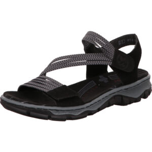 Rieker Damen Sandalette schwarz kombi mit schwarzer Sohle