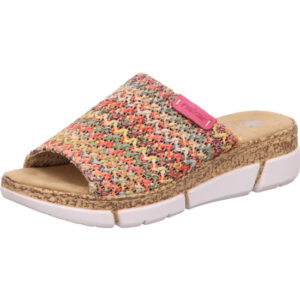 Rieker Damen Pantolette pastell multi mit weißer Sohle