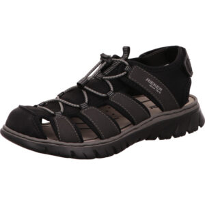 Rieker Herren Sandalen schwarz grau kombi mit grauer Sohle
