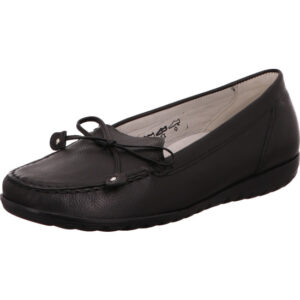Waldläufer Damen Halbschuh schwarz mit Schleife und schwarzer Sohle