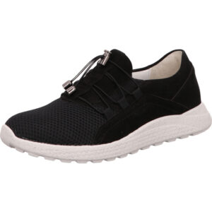 Waldläufer Halbschuh Damen schwarz mit weißer Sohle