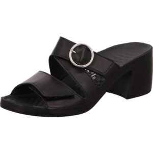 Vital Damen Pantolette schwarz mit silber Schnalle und schwarzer Sohle