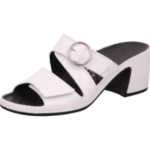 Vital Damen Pantolette weiß mit Schnalle und weißer Sohle