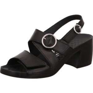 Vital Damen Sandalette schwarz mit silber Schnallen und schwarzer Sohle