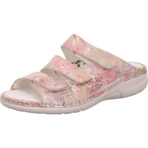 Waldläufer Sandale Damen mit Klettverschluss pink Musterung und weißer Sohle