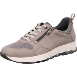 Waldläufer Halbschuh Damen geschnürt mit Reißverschluss an der Seite beige mit weiß schwarzer Sohle