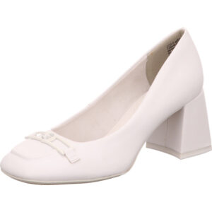 Tamaris Damen Pumps weiß mit weißer Schnalle und weißem Abatz