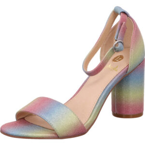 La strada Damen Sandalette Regenbogen mit silber Schnalle und heller Sohle