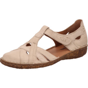 Josef Seibel Damen Halbschuh creme mit Klett und brauner Sohle