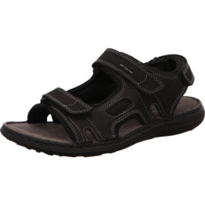 Josef Seibel Herren Sandalen schwarz mit Klett und schwarzer Sohle