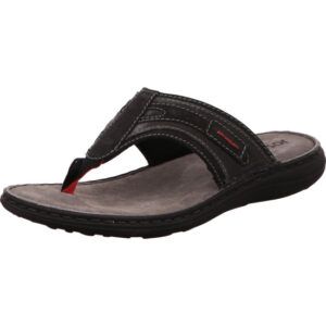 Josef Seibel Herren Sandalen schwarz kombi mit grauem Fußbett und schwarzer Sohle