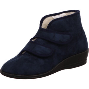 Varomed Damen Therapieschuh dunkleblau mit Klett und schwarzer Sohle