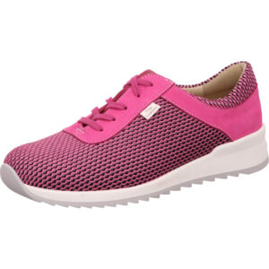 Finn Comfort Damen Halbschuh Schnürer mit Löchern pink mit weißer Sohle