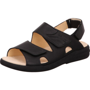Ganter Herren Sandalen schwarz mit Klett und schwarzer Sohle