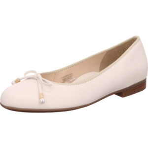 Ara Damen Pumps weiß mit Schleife und brauner Sohle