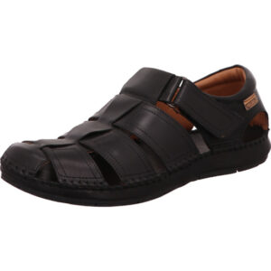 Pikolinos Herren Slipper schwarz mit Klett und schwarzer Sohle