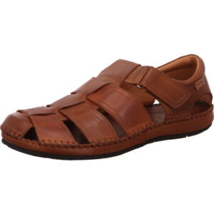 Pikolinos Herren Slipper braun mit Klett und brauner Sohle