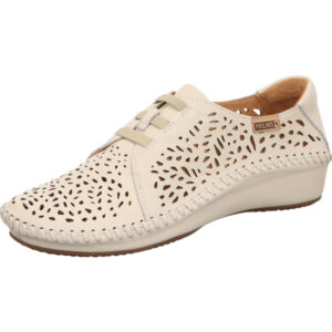 Pikolinos Damen Halbschuh weiß mit Löchern und brauner Sohle
