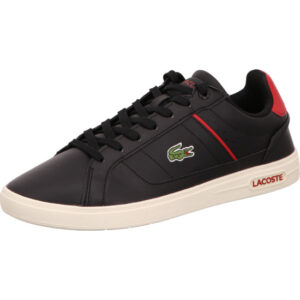Lacoste Herren Sneaker schwarz mit rot und grünem Logo mit weißer Sohle