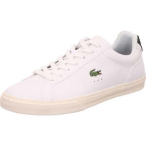 Lacoste Herren Sneaker weiß mit grünem Logo und weißer Schnürung mit weißer Sohle