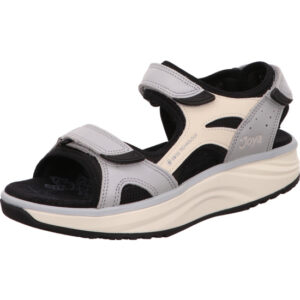 Joya Damen Sandalette Aktivschuh mit Abrolldynamik grau weiß schwarz kombi mit Klett und heller Sohle