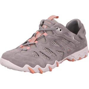 Allrounder Damen Halbschuh grau mit rosa und Zipper mit weiß rosa Sohle