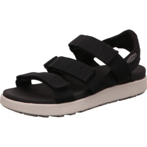 Keen Damen Sandalen schwarz mit Klett und schwarzem Fußbett mit weißer Sohle