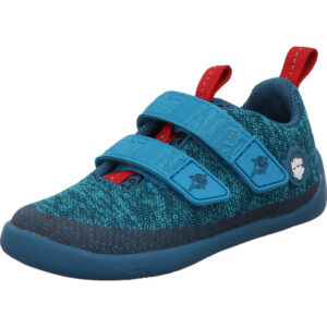 Affenzahn Kinder Halbschuh Jungs blau kombi mit blauem Klett und blauer Sohle