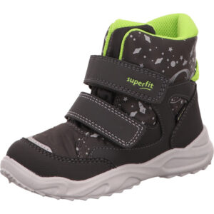 Superfit Kinderschuh schwarz kombi mit grün mit Klett und weißer Sohle