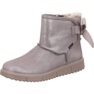 Superfit Kinderstiefelette Mädchen silber mit Schleife und grauer Sohle