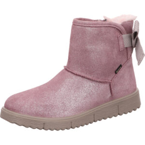 Superfit Kinderstiefelette rosa Glitzer mit Schleife und brauner Sohle